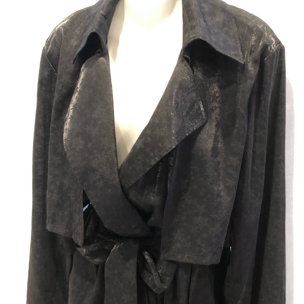 RtA Black Karina Shimmery Star Design Trench Coat M $594 - Picture 4 of 10